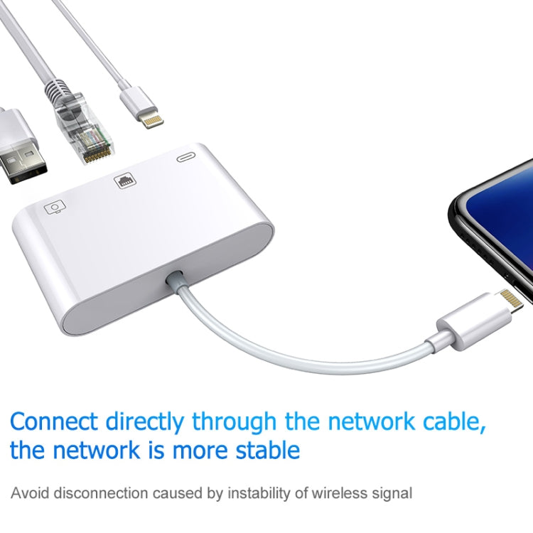 Cáp chuyển đổi video kỹ thuật số OTG 3 trong 1 NK-107 Ethernet + USB + cổng sạc 8 chân cái sang 8 chân đực