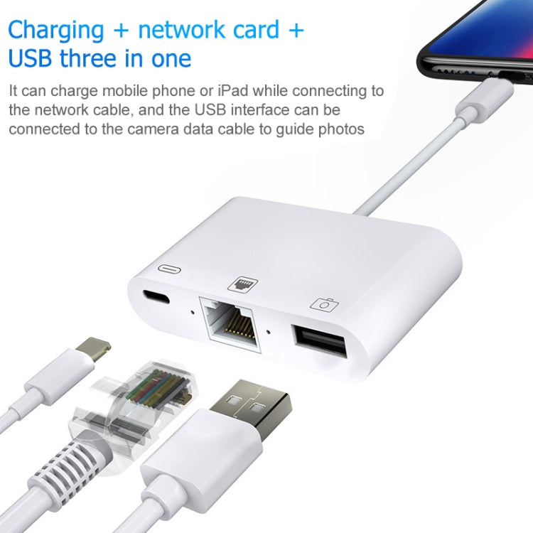 Cáp chuyển đổi video kỹ thuật số OTG 3 trong 1 NK-107 Ethernet + USB + cổng sạc 8 chân cái sang 8 chân đực