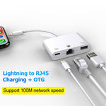 Cáp chuyển đổi video kỹ thuật số OTG 3 trong 1 NK-107 Ethernet + USB + cổng sạc 8 chân cái sang 8 chân đực