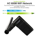 Bộ chuyển đổi Ethernet USB không dây băng tần kép 11AC 600Mbps EDUP EP-AC1635 với anten 2dBi cho laptop / PC, EP-AC1635