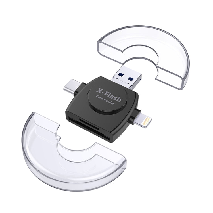 Đầu đọc thẻ SD / TF X-Flash R01 3 trong 1 giao diện 8 chân + USB-C / Type-C + Micro USB