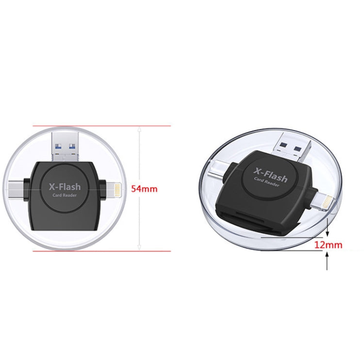 Đầu đọc thẻ SD / TF X-Flash R01 3 trong 1 giao diện 8 chân + USB-C / Type-C + Micro USB