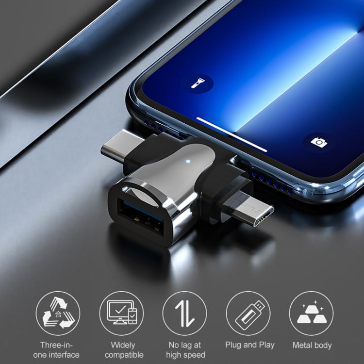 Bộ chuyển đổi OTG 3 trong 1, USB sang Type-C / Micro USB / 8 Pin