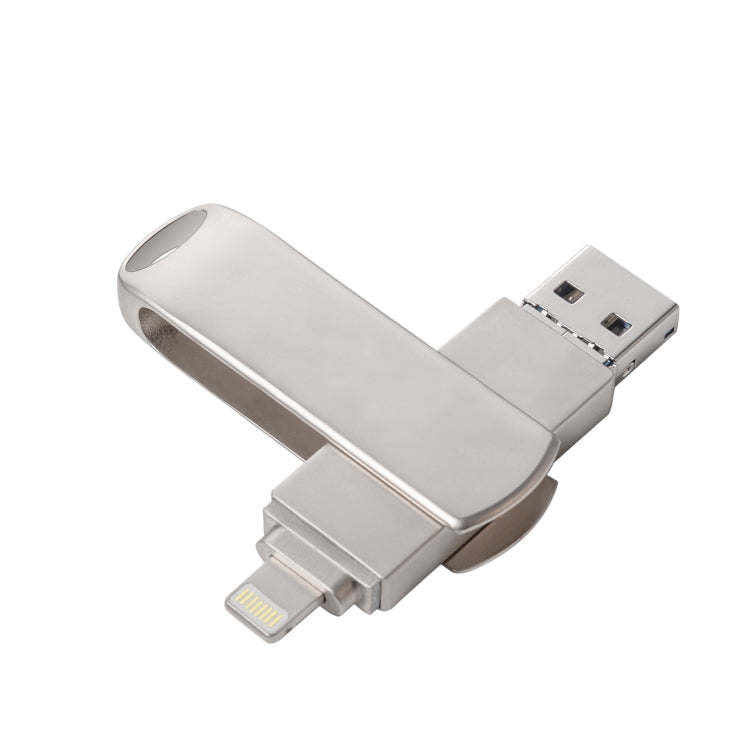 USB flash kim loại xoay đẩy-kéo Richwell 3 trong 1 128G Micro USB + 8 chân + USB 3.0 có chức năng OTG, 128G