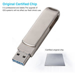 USB flash kim loại xoay đẩy-kéo Richwell 3 trong 1 128G Micro USB + 8 chân + USB 3.0 có chức năng OTG, 128G