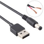 Cáp USB 3A sang Đầu Cắm Nguồn DC 5.5 x 2.1mm, Chiều Dài: 1m, USB sang DC 5.5x2.1mm