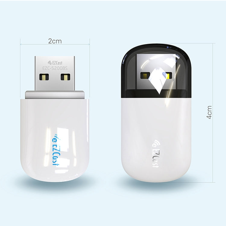 Bộ Chuyển Đổi Không Dây EZCast EZC-5200BS WiFi Băng Tần Kép 600Mbps + Bluetooth USB 2.0