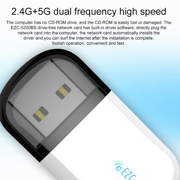 Bộ Chuyển Đổi Không Dây EZCast EZC-5200BS WiFi Băng Tần Kép 600Mbps + Bluetooth USB 2.0