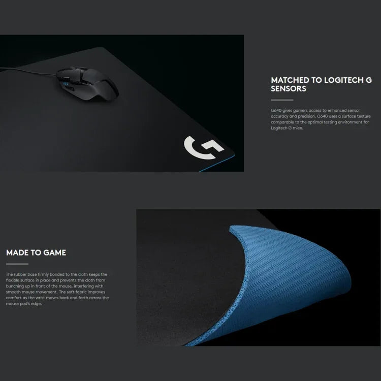Tấm lót chuột chơi game thể thao điện tử vải mềm Logitech G640, Kích thước: 46 x 40cm, G640 vải mềm