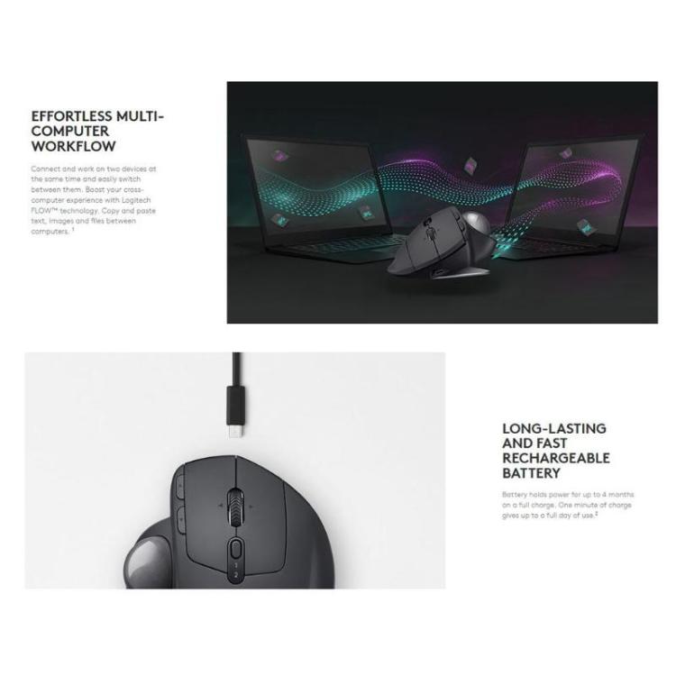 Chuột quang quỹ đạo không dây Bluetooth + Unifying hai chế độ Logitech MX ERGO S 440DPI, MX ERGO S