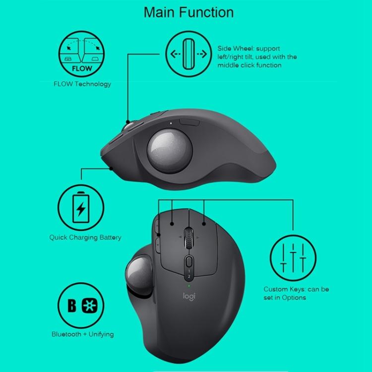 Chuột quang quỹ đạo không dây Bluetooth + Unifying hai chế độ Logitech MX ERGO S 440DPI, MX ERGO S