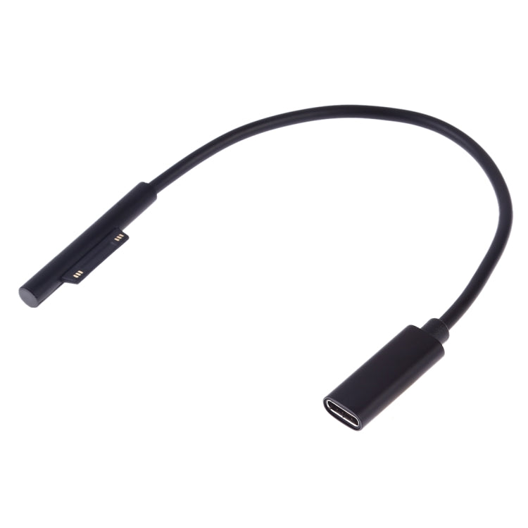 Cáp sạc nhanh PD laptop USB-C / Type-C cái sang 6 chân đực cho Microsoft Surface Pro 9 / 8 / 7 / 6 / 5 / 4 / 3, chiều dài cáp: 0.2m, Pro 9 / 8 / 7 / 6 / 5 / 4 / 3 sang USB-C / Type-C cái màu đen
