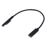 Cáp sạc nhanh PD laptop USB-C / Type-C cái sang 6 chân đực cho Microsoft Surface Pro 9 / 8 / 7 / 6 / 5 / 4 / 3, chiều dài cáp: 0.2m, Pro 9 / 8 / 7 / 6 / 5 / 4 / 3 sang USB-C / Type-C cái màu đen