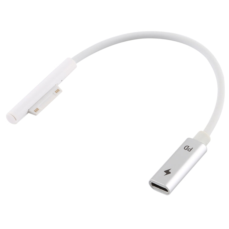 Cáp sạc nhanh PD laptop USB-C / Type-C cái sang 6 chân đực cho Microsoft Surface Pro 9 / 8 / 7 / 6 / 5 / 4 / 3, chiều dài cáp: 0.2m, Pro 9 / 8 / 7 / 6 / 5 / 4 / 3 sang USB-C / Type-C cái màu đen
