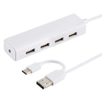 Bộ chia HUB 3 trong 1 USB-C / Type-C + Micro USB + 4 cổng USB 2.0, chiều dài cáp: 12cm, 3 trong 1 (Trắng), 3 trong 1 (Đen)