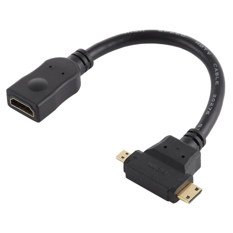 Cáp HDMI cái sang Mini HDMI + Micro HDMI hình chữ T, Micro HDMI