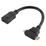 Cáp HDMI cái sang Mini HDMI + Micro HDMI hình chữ T, Micro HDMI