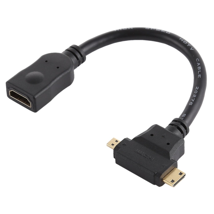 Cáp HDMI cái sang Mini HDMI + Micro HDMI hình chữ T, Micro HDMI