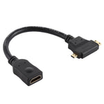 Cáp HDMI cái sang Mini HDMI + Micro HDMI hình chữ T, Micro HDMI