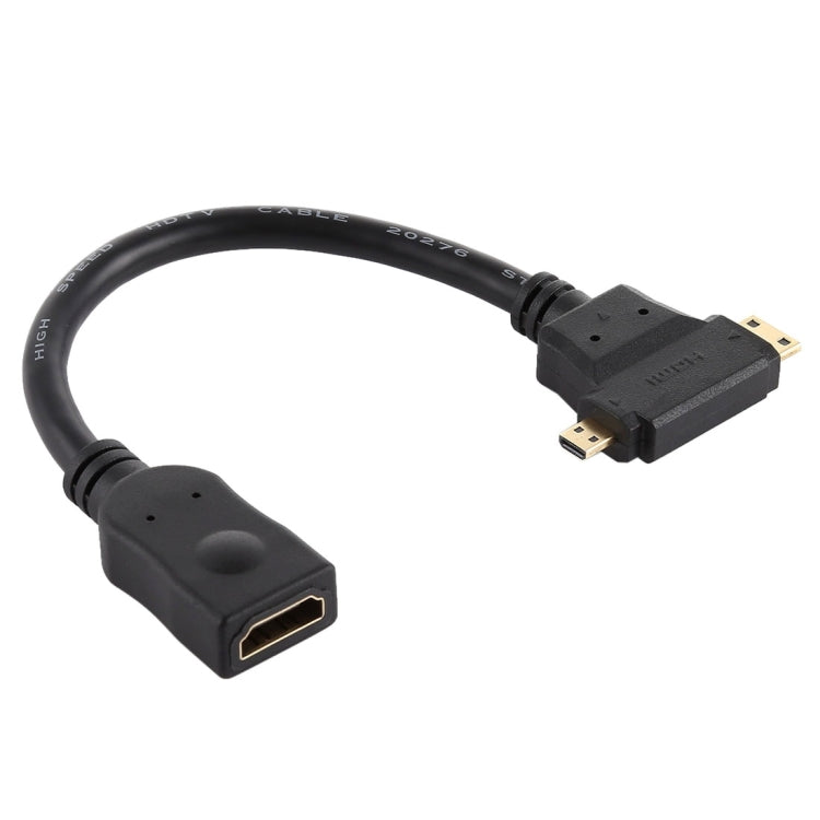 Cáp HDMI cái sang Mini HDMI + Micro HDMI hình chữ T, Micro HDMI