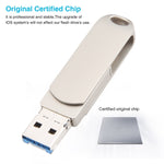 Ổ đĩa flash kim loại xoay 3 trong 1 64G Micro USB + 8 Pin + Type-C có chức năng OTG, 64G USB + 8 Pin + Type-C