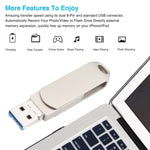 Ổ đĩa flash kim loại xoay 3 trong 1 64G Micro USB + 8 Pin + Type-C có chức năng OTG, 64G USB + 8 Pin + Type-C