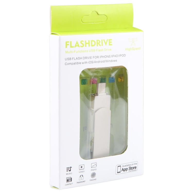 Ổ đĩa flash kim loại xoay 3 trong 1 64G Micro USB + 8 Pin + Type-C có chức năng OTG, 64G USB + 8 Pin + Type-C