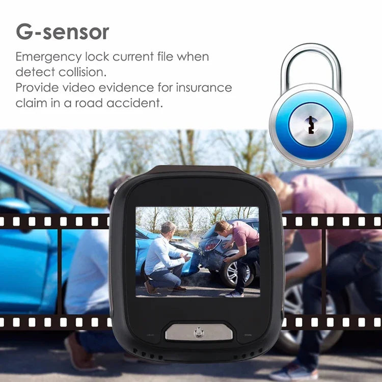 Máy ghi hình DVR ô tô mini màn hình LCD 2.0 inch HD 1080P góc nhìn rộng 170 độ, hỗ trợ phát hiện chuyển động / hồng ngoại ban đêm / thẻ TF / mic, 2.0 inch