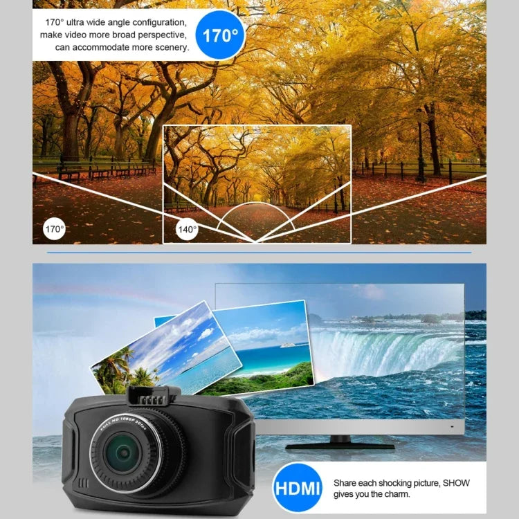 Máy ghi hình DVR ô tô GS90C màn hình LCD 2.7 inch HD 2304 x 1296P góc nhìn rộng 170 độ, hỗ trợ phát hiện chuyển động / thẻ TF / cảm biến G / HDMI, GS90C