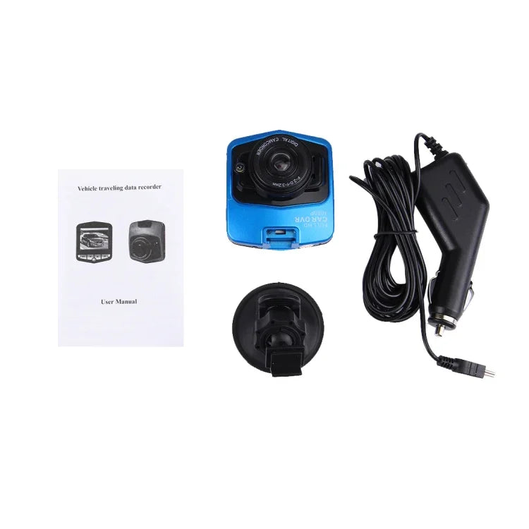 Máy ghi hình DVR ô tô VGA 480P máy quay kỹ thuật số ghi âm giọng nói màn hình LCD 2.4 inch, hỗ trợ thẻ Micro TF 32GB & chức năng nhìn ban đêm hồng ngoại (Đen + Xanh), màn hình LCD 2.4 inch