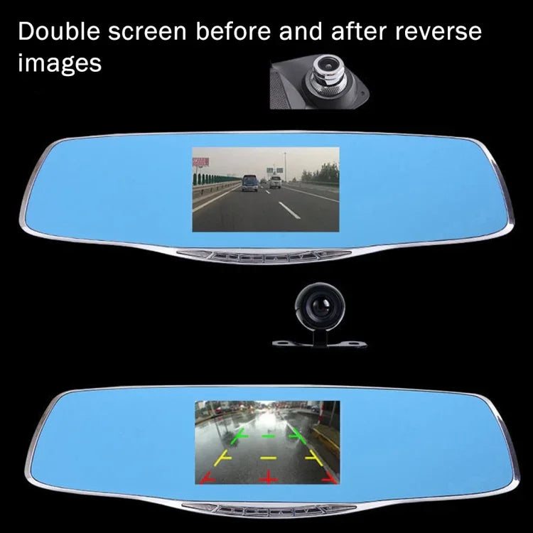 Máy ghi hình xe ô tô G835 HD 1080P màn hình 4.3 inch gương chiếu hậu, Generalplus 2248, 2 camera góc nhìn rộng 170 độ, hỗ trợ ghi HDR / phát hiện chuyển động, G835