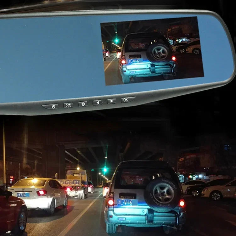 Máy ghi hình xe ô tô gương chiếu hậu màn hình bên trái, chương trình Allwinner, 2 camera 1080P HD góc nhìn rộng 140 độ, hỗ trợ cổng GPS / phát hiện chuyển động / nhìn ban đêm / thẻ TF / cảm biến G, máy ghi hình gương chiếu hậu