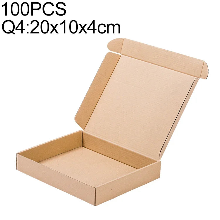 100 PCS Kraft Paper Shipping Box Packaging Box, Size: Q4, 20x10x4cm, 20x10x4cm