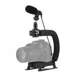 Bộ giá đỡ cầm tay DV hình chữ U/C PULUZ + Bộ micro shotgun video với đầu chân lạnh cho tất cả máy ảnh SLR và máy quay DV gia đình, Bộ giá đỡ + Mic
