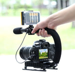 Bộ giá đỡ cầm tay DV hình chữ U/C PULUZ + Bộ micro shotgun video với đầu chân lạnh cho tất cả máy ảnh SLR và máy quay DV gia đình, Bộ giá đỡ + Mic