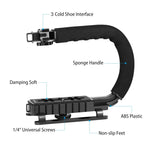 Bộ giá đỡ cầm tay DV hình chữ U/C PULUZ + Đèn LED studio + Bộ micro shotgun video với đầu chân lạnh cho tất cả máy ảnh SLR và máy quay DV gia đình, Bộ giá đỡ + Mic + LED