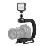 Bộ giá đỡ cầm tay DV hình chữ U/C PULUZ + Bộ đèn chiếu sáng bổ sung LED với đầu chân lạnh cho tất cả máy ảnh SLR và máy quay DV gia đình, Giá đỡ hình chữ C + Đèn bổ sung