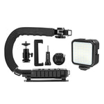 Bộ giá đỡ cầm tay DV hình chữ U/C PULUZ + Bộ đèn chiếu sáng bổ sung LED với đầu chân lạnh cho tất cả máy ảnh SLR và máy quay DV gia đình, Giá đỡ hình chữ C + Đèn bổ sung
