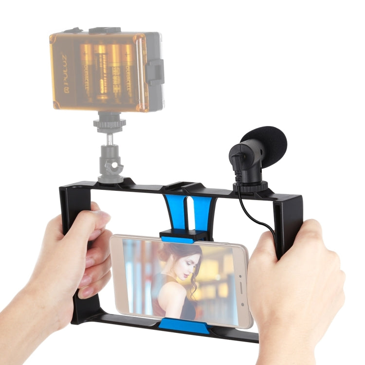 Bộ thiết bị quay video phát trực tiếp 2 trong 1 cho smartphone PULUZ + Bộ micro cho iPhone, Galaxy, Huawei, Xiaomi, HTC, LG, Google và các smartphone khác, Bộ quay vlog + Mic, Bộ quay vlog + Mic (US)