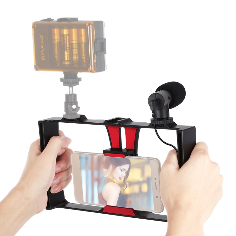 Bộ thiết bị quay video phát trực tiếp 2 trong 1 cho smartphone PULUZ + Bộ micro cho iPhone, Galaxy, Huawei, Xiaomi, HTC, LG, Google và các smartphone khác, Bộ quay vlog + Mic, Bộ quay vlog + Mic (US)