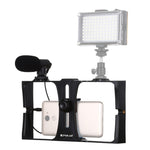 Bộ thiết bị quay video phát trực tiếp 2 trong 1 cho smartphone PULUZ + Bộ micro cho iPhone, Galaxy, Huawei, Xiaomi, HTC, LG, Google và các smartphone khác, Bộ quay vlog + Mic, Bộ quay vlog + Mic (US)