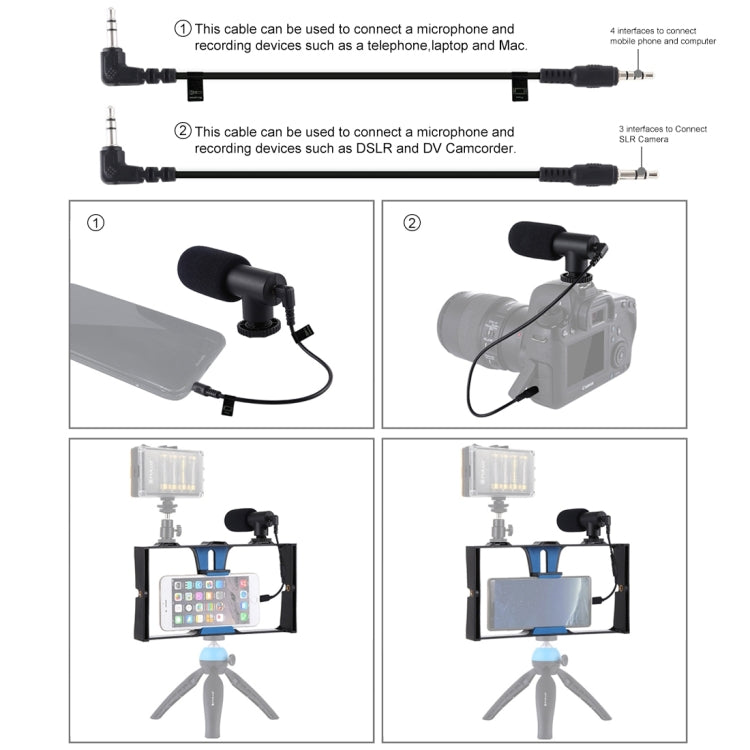 Bộ thiết bị quay video phát trực tiếp 2 trong 1 cho smartphone PULUZ + Bộ micro cho iPhone, Galaxy, Huawei, Xiaomi, HTC, LG, Google và các smartphone khác, Bộ quay vlog + Mic, Bộ quay vlog + Mic (US)