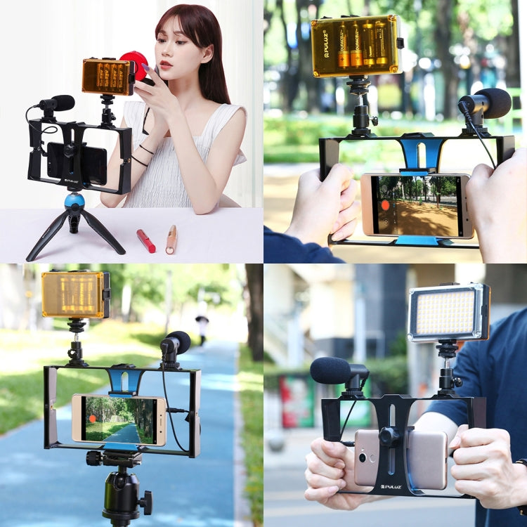 Bộ thiết bị quay video phát trực tiếp 2 trong 1 cho smartphone PULUZ + Bộ micro cho iPhone, Galaxy, Huawei, Xiaomi, HTC, LG, Google và các smartphone khác, Bộ quay vlog + Mic, Bộ quay vlog + Mic (US)