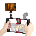 Bộ dụng cụ quay video trực tiếp Vlogging 2 trong 1 PULUZ với đèn LED selfie, giá đỡ video điện thoại thông minh và đầu chân máy Cold Shoe cho iPhone, Galaxy, Huawei, Xiaomi, HTC, LG, Google và các điện thoại thông minh khác, Bộ dụng cụ Vlogging + Đèn