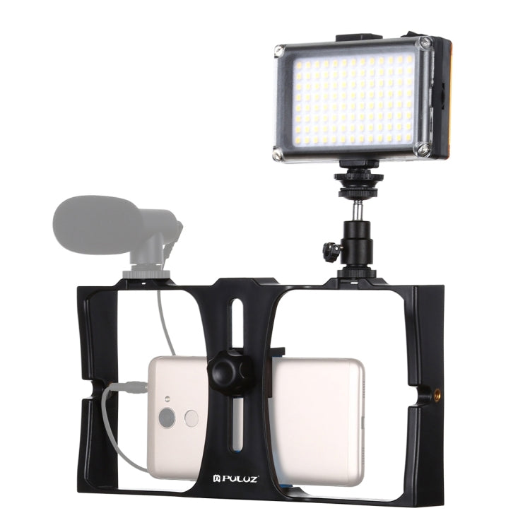 Bộ dụng cụ quay video trực tiếp Vlogging 2 trong 1 PULUZ với đèn LED selfie, giá đỡ video điện thoại thông minh và đầu chân máy Cold Shoe cho iPhone, Galaxy, Huawei, Xiaomi, HTC, LG, Google và các điện thoại thông minh khác, Bộ dụng cụ Vlogging + Đèn