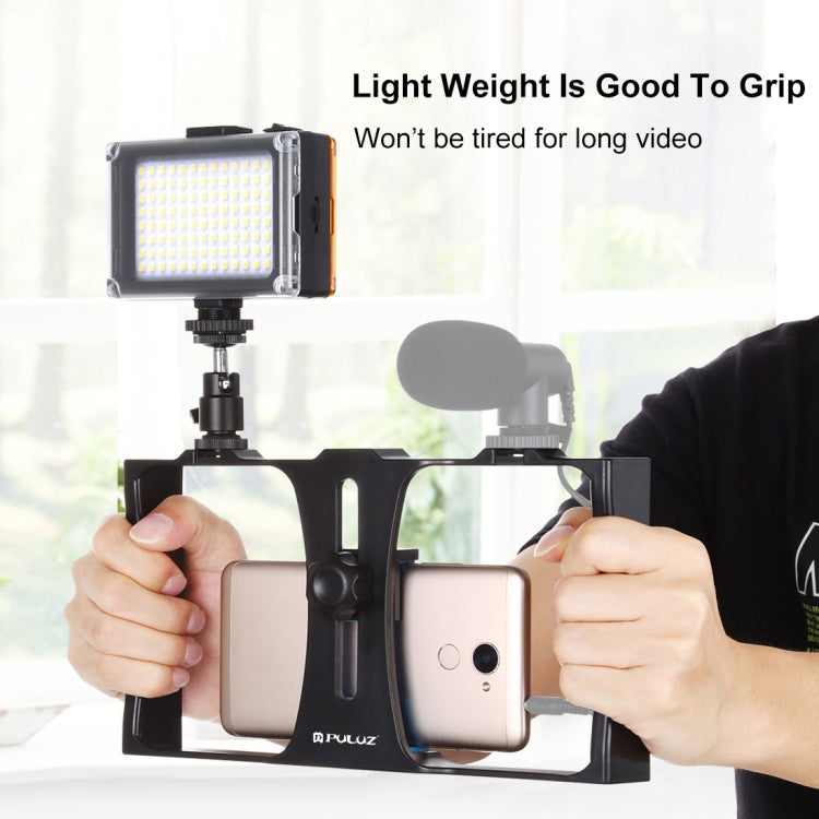 Bộ dụng cụ quay video trực tiếp Vlogging 2 trong 1 PULUZ với đèn LED selfie, giá đỡ video điện thoại thông minh và đầu chân máy Cold Shoe cho iPhone, Galaxy, Huawei, Xiaomi, HTC, LG, Google và các điện thoại thông minh khác, Bộ dụng cụ Vlogging + Đèn