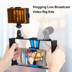 Bộ dụng cụ quay video trực tiếp Vlogging 2 trong 1 PULUZ với đèn LED selfie, giá đỡ video điện thoại thông minh và đầu chân máy Cold Shoe cho iPhone, Galaxy, Huawei, Xiaomi, HTC, LG, Google và các điện thoại thông minh khác, Bộ dụng cụ Vlogging + Đèn