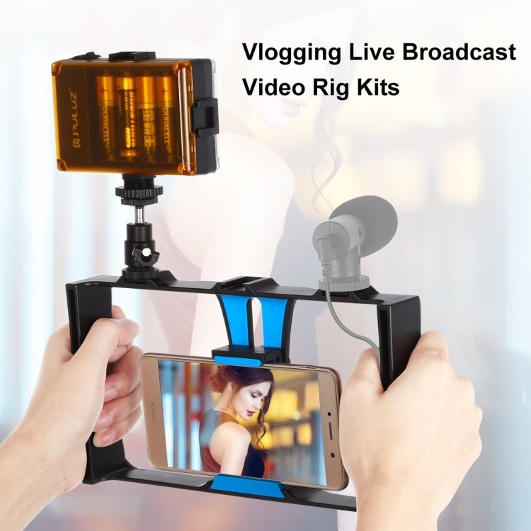 Bộ dụng cụ quay video trực tiếp Vlogging 2 trong 1 PULUZ với đèn LED selfie, giá đỡ video điện thoại thông minh và đầu chân máy Cold Shoe cho iPhone, Galaxy, Huawei, Xiaomi, HTC, LG, Google và các điện thoại thông minh khác, Bộ dụng cụ Vlogging + Đèn