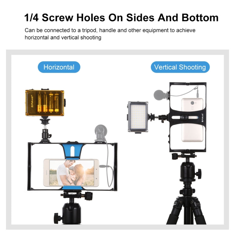 Bộ dụng cụ quay video trực tiếp Vlogging 2 trong 1 PULUZ với đèn LED selfie, giá đỡ video điện thoại thông minh và đầu chân máy Cold Shoe cho iPhone, Galaxy, Huawei, Xiaomi, HTC, LG, Google và các điện thoại thông minh khác, Bộ dụng cụ Vlogging + Đèn