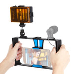 Bộ dụng cụ quay video trực tiếp Vlogging 2 trong 1 PULUZ với đèn LED selfie, giá đỡ video điện thoại thông minh và đầu chân máy Cold Shoe cho iPhone, Galaxy, Huawei, Xiaomi, HTC, LG, Google và các điện thoại thông minh khác, Bộ dụng cụ Vlogging + Đèn